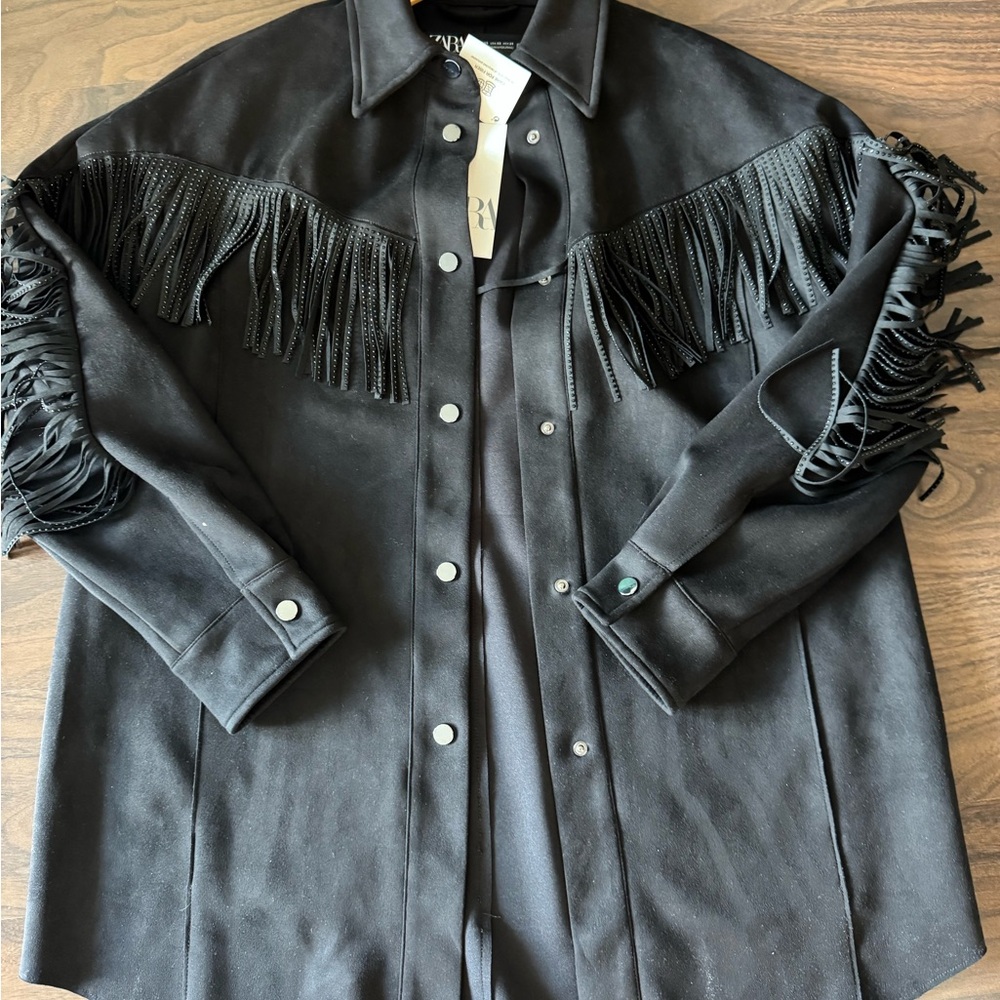 Zara Black Fringe Blazer